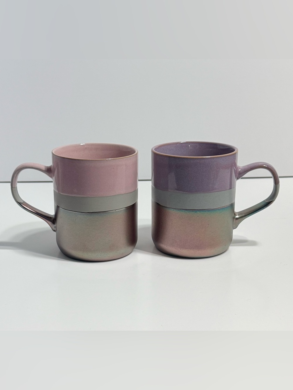 Potter’s Corner Three-Tone Stoneware 18 Ounce Coffee Mugs Set Of 2